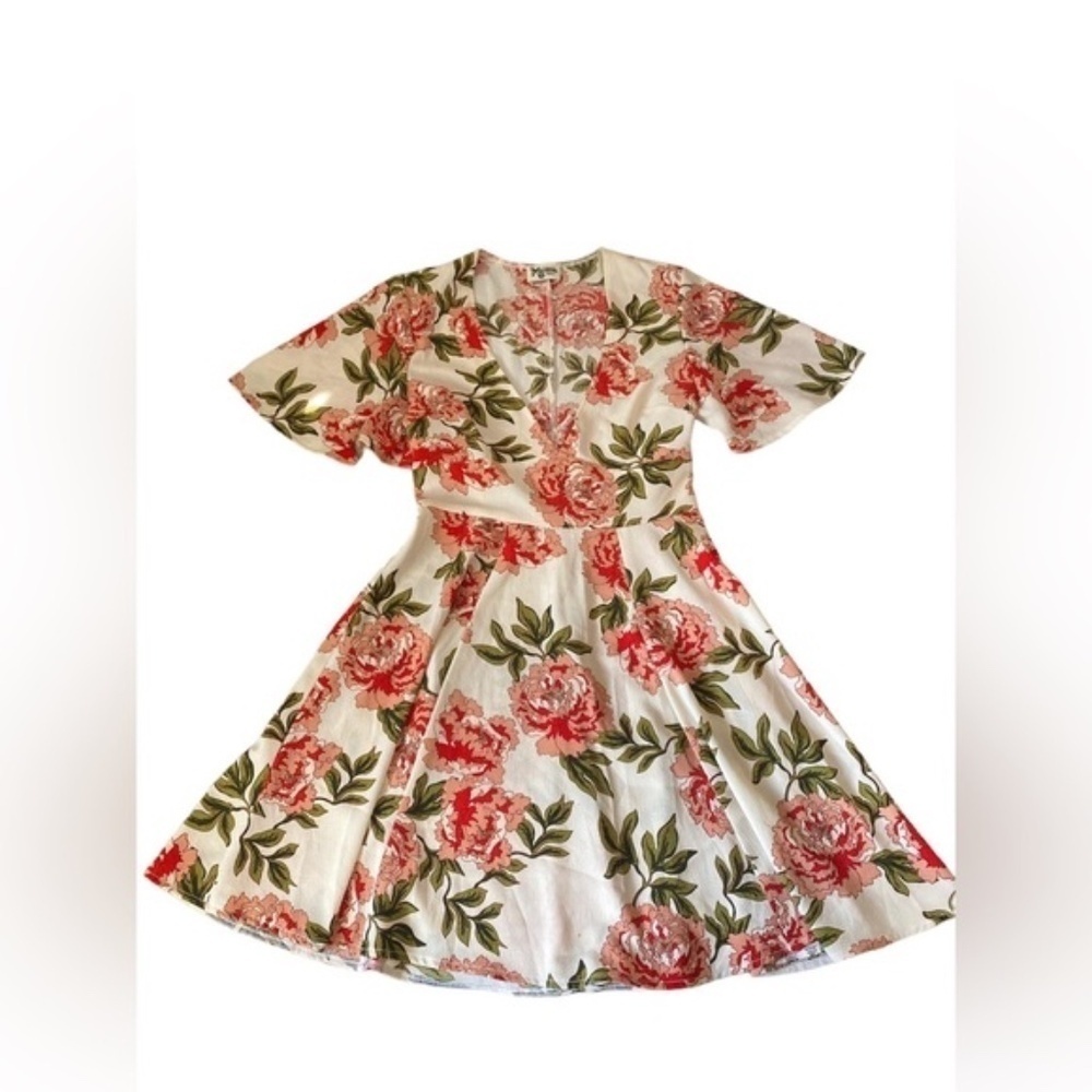 Show me Your MuMi A Line Floral Midi V Neck Dress - Picture 3 of 5